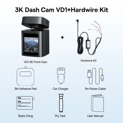 Baseus 3K Dash Cam VD1 Front and Rear Cam HD Built-in GPS Galileo Supercapacitor Car DVR Car Camera Recorder Support 24H Parking