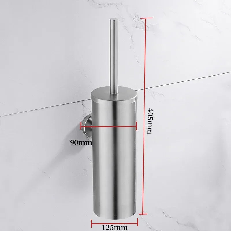 304 Stainless Steel Wall Mounted Bathroom Scrubber, Odor Proof Hanging Toilet Bowl Cleaning Brush with Holder
