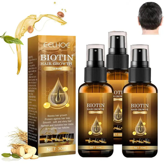 Produktai: biotino tirštinantis, greito augimo plaukų priežiūros eterinis aliejus, purškiklis nuo plaukų slinkimo, galvos odos priežiūra vyrams ir moterims