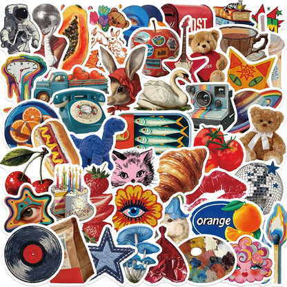 50/100Pcs Retro Y2K Aesthetic Stickers, Vintage Cartoon Vinyl Decals for Laptops, Water Bottles, Guitars, Journals, Notebook