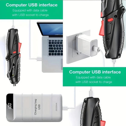 JANGKLIFE Electric Screwdriver Battery Rechargeable Cordless Screwdriver Powerful Impact Wireless Screwdriver Drill