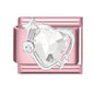 2025 New Women Romantic Pink Cherry Heart Shiny CZ Italian Charm Links Fit 9mm Bracelet Stainless Steel DIY Making Jewelry Gifts
