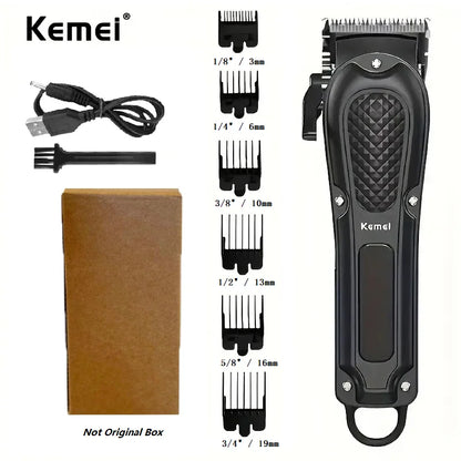 Kemei KM-1071 Electric Hair Clipper UBS Rechargeable Cordless Beard Trimmer Men Powerful Electric Hair Clipper Trimming Tool