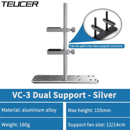 TEUCER VC-3 Dual Pillar Graphics Video Card Bracket PC Case DIY Accessories Aluminum Alloy GPU Support Bracket For 12/14cm Fan