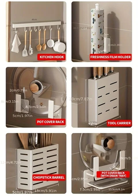 30-50Cm Kitchen Seasonings Rack Pepper Wall-Mounted Hook Cabinet Storage Spatula Tool Storage Kitchen Accessories