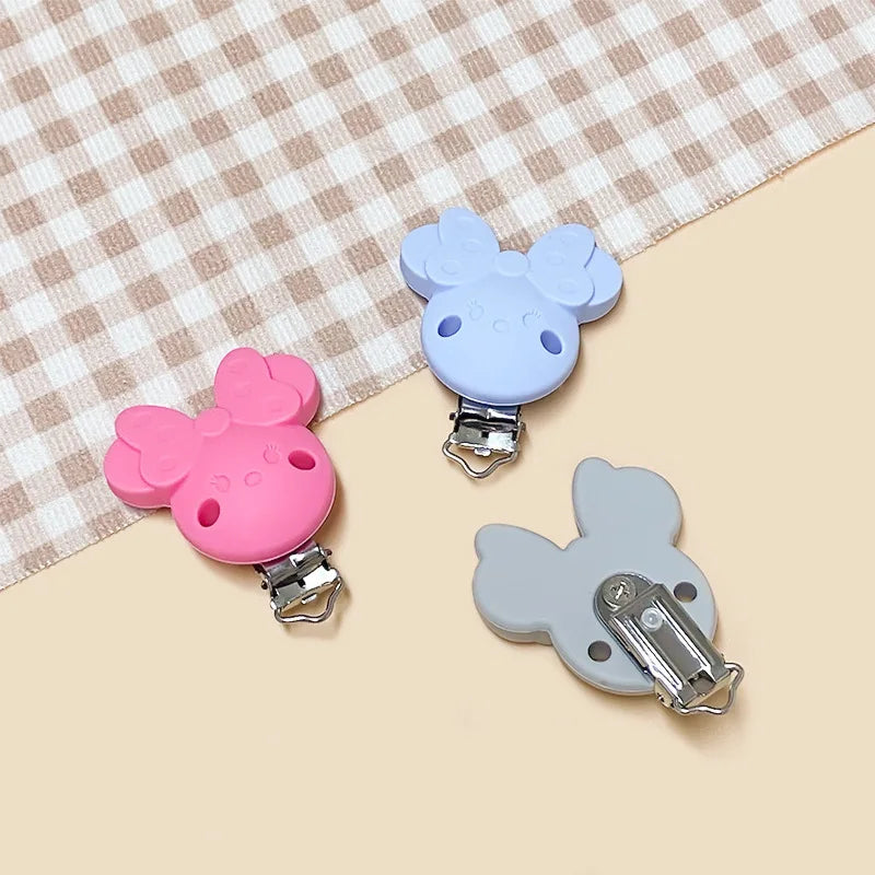 10pcs Silicone Cartoon Pacifier Clips Food Grade Silicone DIY Baby Teether Toy Necklace Pacifier Chain Dummy Clips