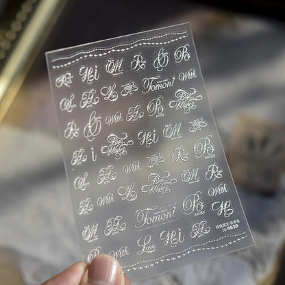 Self-adhesive Letters Nail Stickers 3D Nail Decorations	Black White English Letter Number For DIY French Nails Design Stickers