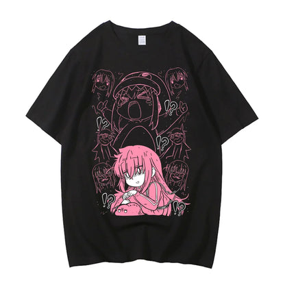 Unisex Anime Cos BOCCHI THE ROCK Hitori Gotoh Ljichi Nijika Cotton Casual Short Sleeve Tees High Quality Streetwear