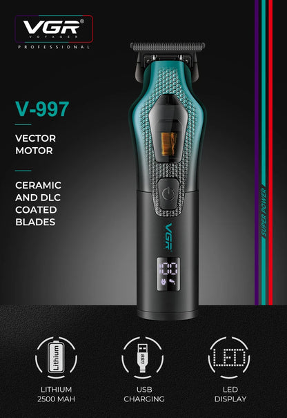VGR electric hair clipper men's oil head carving electric push gradually changing color metal body 11000 RPM hair clipper V-997