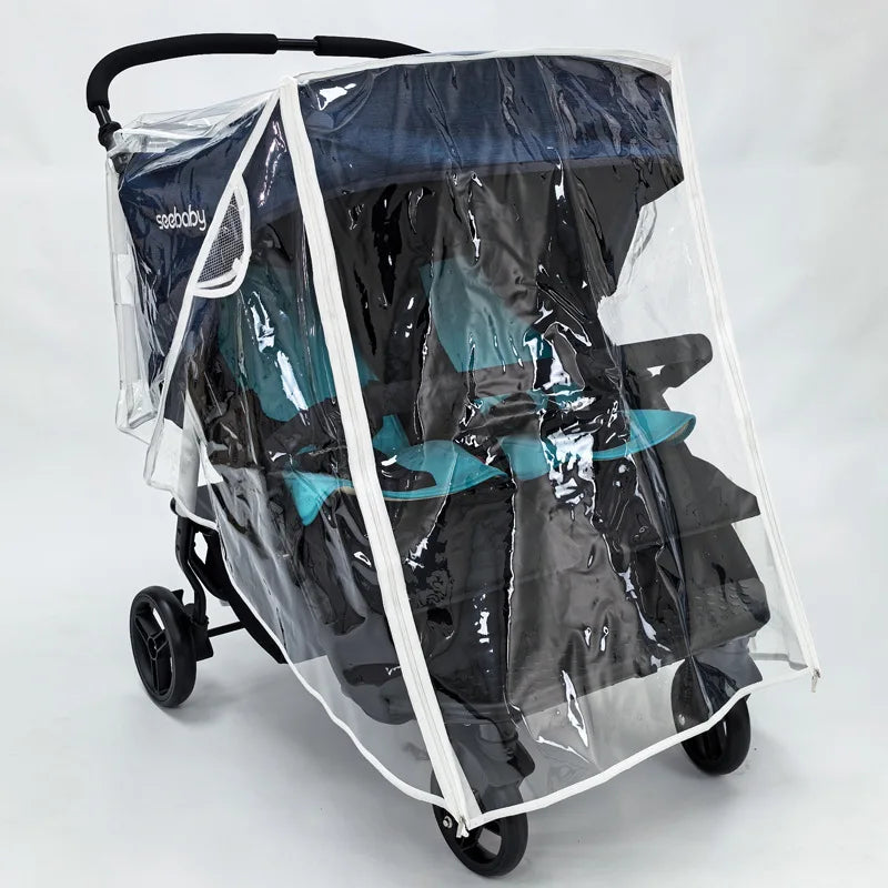 Twin Stroller Rain Cover Windshield Double Front Stroller Universal Rainproof Warm Cover Cart Raincoat Baby Stroller Accessories