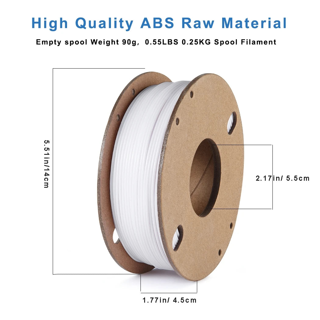3D Printer Filament ABS 3D Printing Filament 1.75mm Dimensional Accuracy +/- 0.02 mm, ABS 0.25KG White