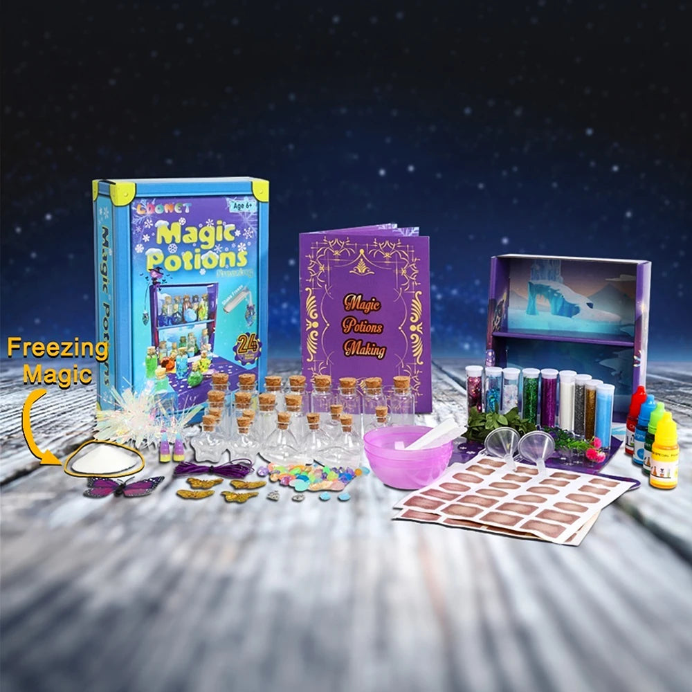 DIY Fairy Magical Potions Kit for Kids Potion Making Set Fairy Potion Bottles Craft Toy Science Set Magic Kits（24pcs)）