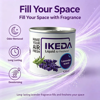 IKEDA 120g Lavender Scent Liquid Air Freshener, Long Lasting Calming Floral Fragrance, Powerful Odor Eliminator for Car Home Off