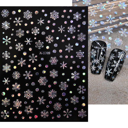 1sheet 3D White Snowflakes Nail Stickers for Christmas Winter Snow Flower Self-adhesive Nail Art Decals DIY Manicure Decorations