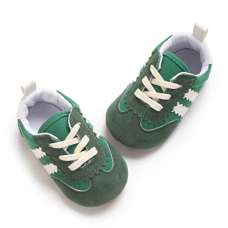 Spring and Autumn Fashion Stripes 0-1 Baby Shoes Baby Shoes Step Front Shoes Rubber Bottom Anti Slip Sneakers