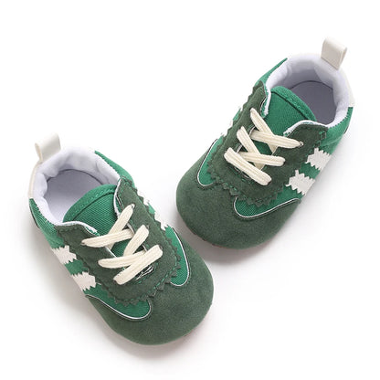 Spring and Autumn Fashion Stripes 0-1 Baby Shoes Baby Shoes Step Front Shoes Rubber Bottom Anti Slip Sneakers