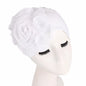 Fashion Women Big Flower Turban Hat Solid Color Elastic Cloth Head Cap Muslim Head Wraps Caps Lady Bandana Hair Accessories
