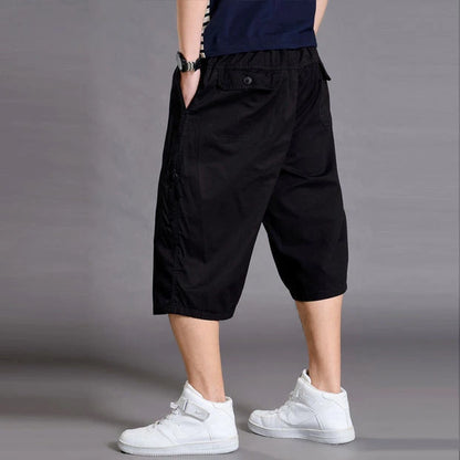 New Summer Men Cotton Thin Casual Shorts Man Elastic Waist Loose Jogger Cargo Shorts Pants Quality Male Straight Pants Size 6XL