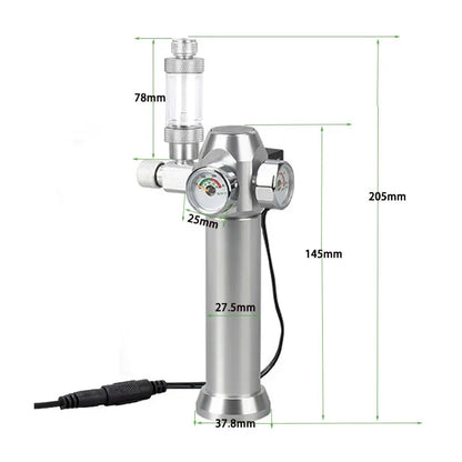 Aquarium CO2 Regulator Solenoid Valve Bubble Counter Small Gas Bottle 3-8UNF with Sleeve Fish Tank CO2 Pressure Reducing Valve
