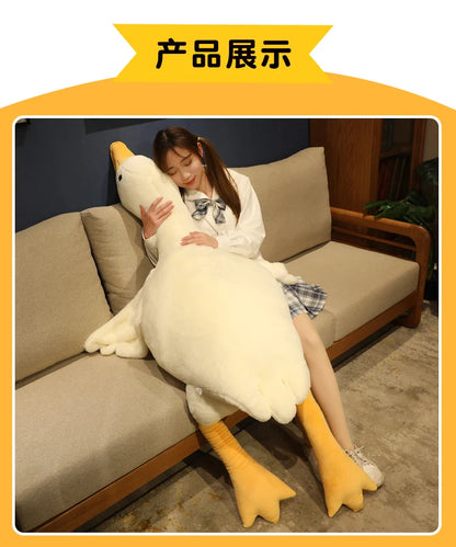50-190cm Large Brown Hug Stuffed Animal Duck Kawaii Giant Goose Plush Toy Sleeping Pillow Big Soft Doll Party Gift for Boy Girls
