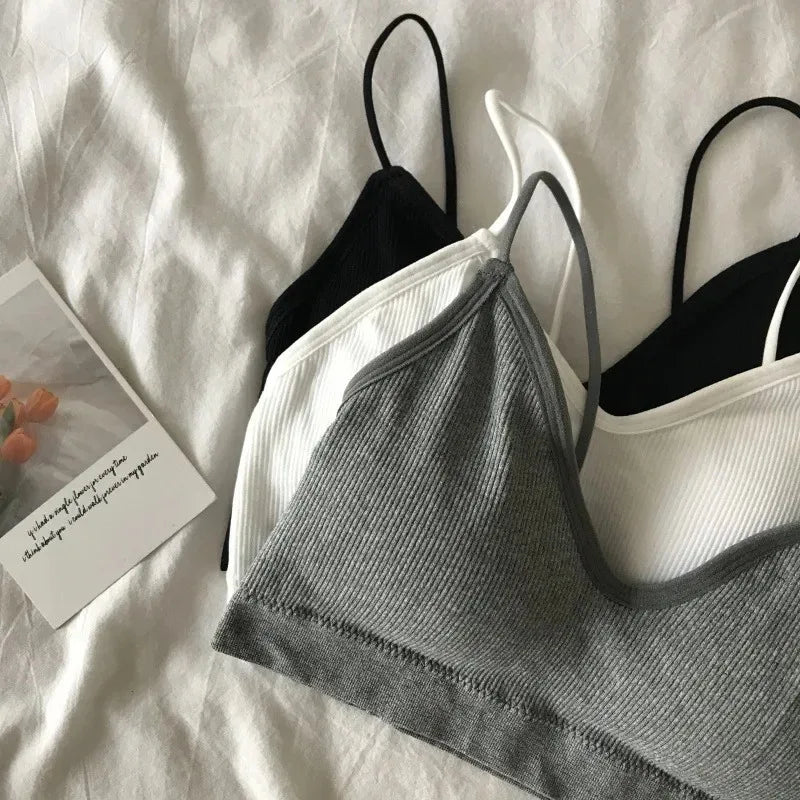 Women's Sports Bra Set Underwear Bra Korean Style Push Up No Steel Ring Bra Sexy Tube Top High Elastic Panty Set