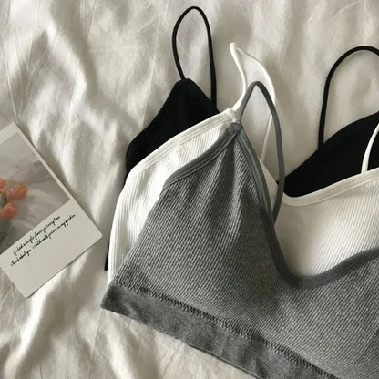 Women's Sports Bra Set Underwear Bra Korean Style Push Up No Steel Ring Bra Sexy Tube Top High Elastic Panty Set