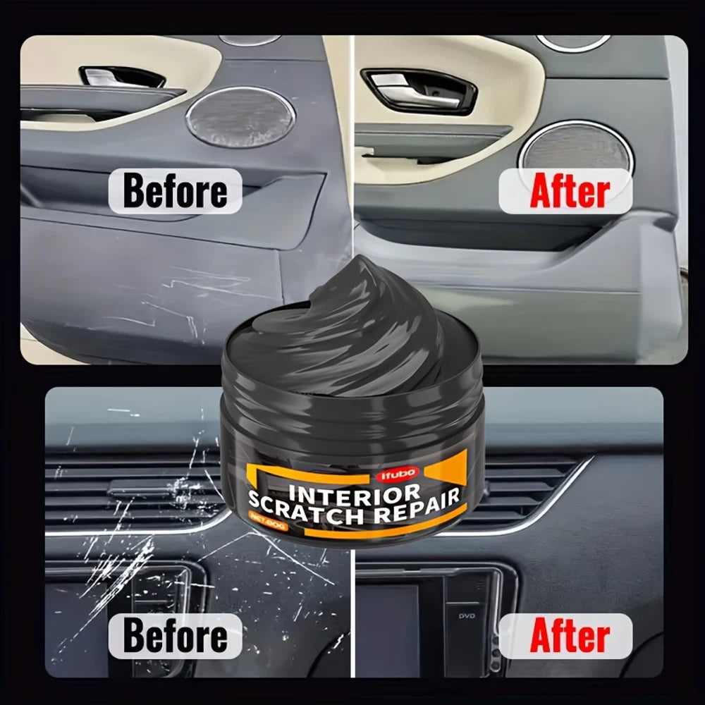 IFUBO 80G Black Car Interior Scratch Repair Wax Plastic Polish Restorer for Dashboard Door Panels Trunk Console
