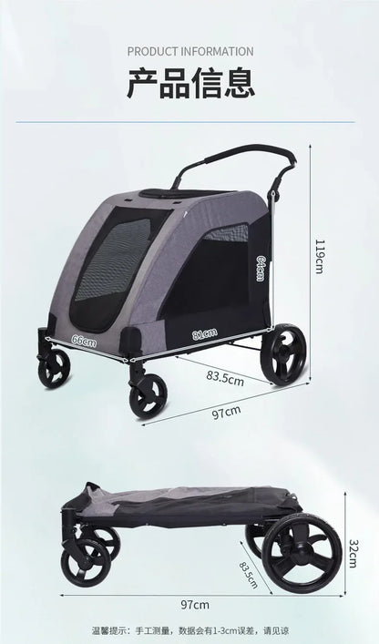 2027functional medium and large pet carts for outdoor travel, large size walking dog carts, portable and foldablePet Strollers