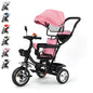 Baby scalable Tricycle 1 to 5 years, bike for elderly plus children, reversible seat, large basket and bag, larger wheels, with thrust handle, green/pink/black/red/blue/gray