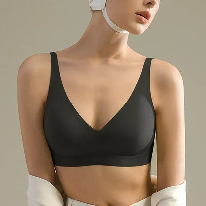 SUJIIN Sexy Seamless Wireless Bras for Women Push Up Padded Soft Support Invisible Lift V Neck Bralette Smooth Bra Female MX208