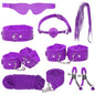 6-10Pcs/Set Sexual Bondage Handcuff Whip Adult Couple Sex Toys Tools Set Erotic Sex Toys for Woman Couples Leather BDSM Kits