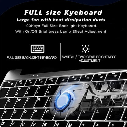 LENO 15.6" Laptop Large-screen 32GB RAM 2TB SSD Intel 6500Y Office Windows11 Notebook 5000mAh Gamer PC with Backlit Fingerprint