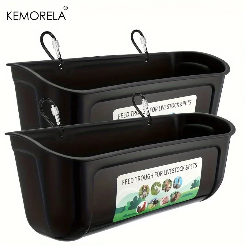 KEMORELA 2PCS Goat Feeder Hanging Duck And Chicken Feeder Small Pet Food Basin Fence Feed Trough Goose Drinking Trough With Clip