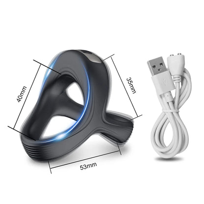 Men Penis Ring Vibrator Sex Toy 10 Vibration Modes Rechargeable Waterproof Cock Lock Ring for Male Adult Sex Product