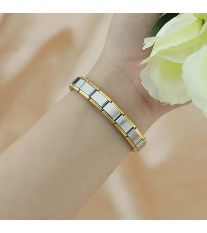 Hapiship 2024 New Men/Women's Jewelry 7/9/13mm Width Itanlian Elastic Charm Bracelet Fashion Stainless Steel Bangle ST-Top