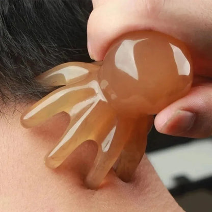 Octopus Massage Comb Resin Head Meridian Scraping Scalp Massage Brush Acupuncture SPA Gua Sha Massage Comb for Fatigue Relief