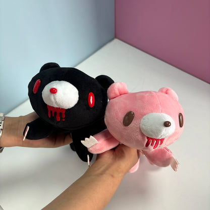 Y2K Bloody Bear Knitted Pencil Case Pink Bear Crochet Makeup Bag Gothic Aesthetic Stationery Pouch Harajuku School Supplies