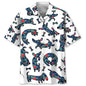 Cute puppy print Hawaiian men's short-sleeved shirt 2024 new casual lapel top fashion plus size
