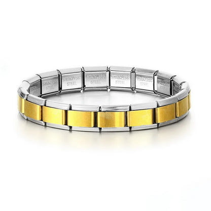 New Women's Men's Jewelry DIY 9MM Width Italian Elastic Charm Bracelet Solid Color Stainless Steel Fashion Bangle