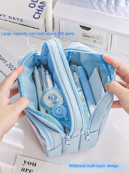Clear Transparent Pencil Case, Large Capacity Multifunctional Stationery Storage Bag for School Students, Durable & Convenient