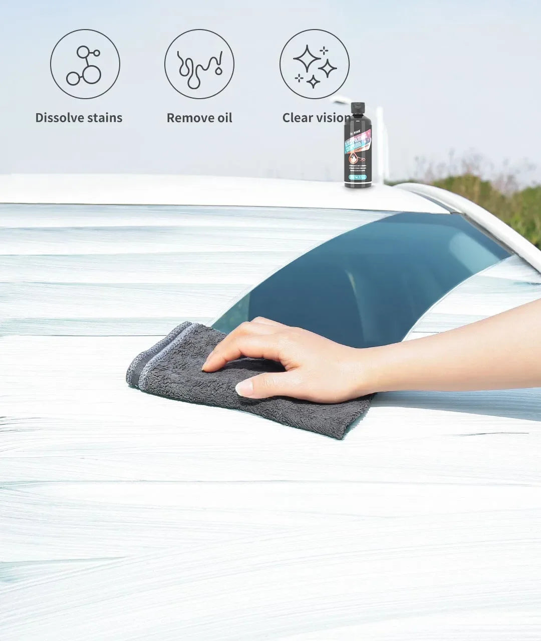 Glass Film Remover Car Glass Polishing Compound Windshield Cleaner Film Coating Oil Paste Film Emoval Cream Stains Auto Detail