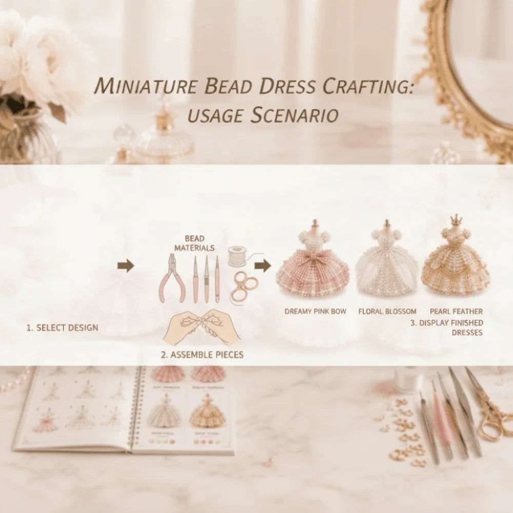 3D Design Beaded Dress Kit Cute Design Tiny Beads Bead Craft Kit Creative Craft Dress Shape Bead Weaving Kit Gift Giving