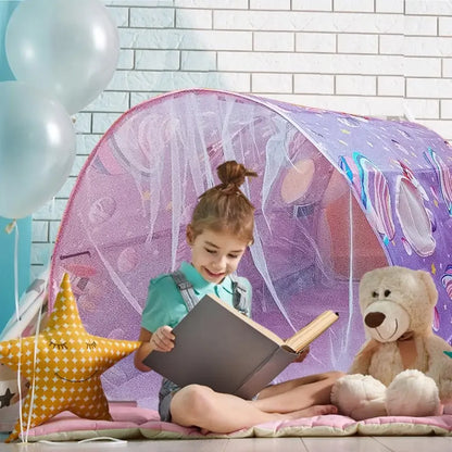 Starlight Dream Bed Canopy Play Tent for Kids Portable Fairy House Tunnel Cozy Playhouse Decor for Children Girls Boys