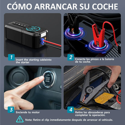 BSMOOM Car Jump Starter Air Compressor With Power Bank 150PSI Air Pump Car Battery Emergency Boosters with LED Light