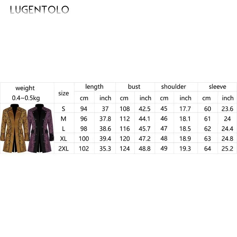 Men Steampunk Coat Tuxedo Medieval Costume Jacket Halloween Retro Renaissance Victorian Party Male Stand Collar Fashion Tailcoat