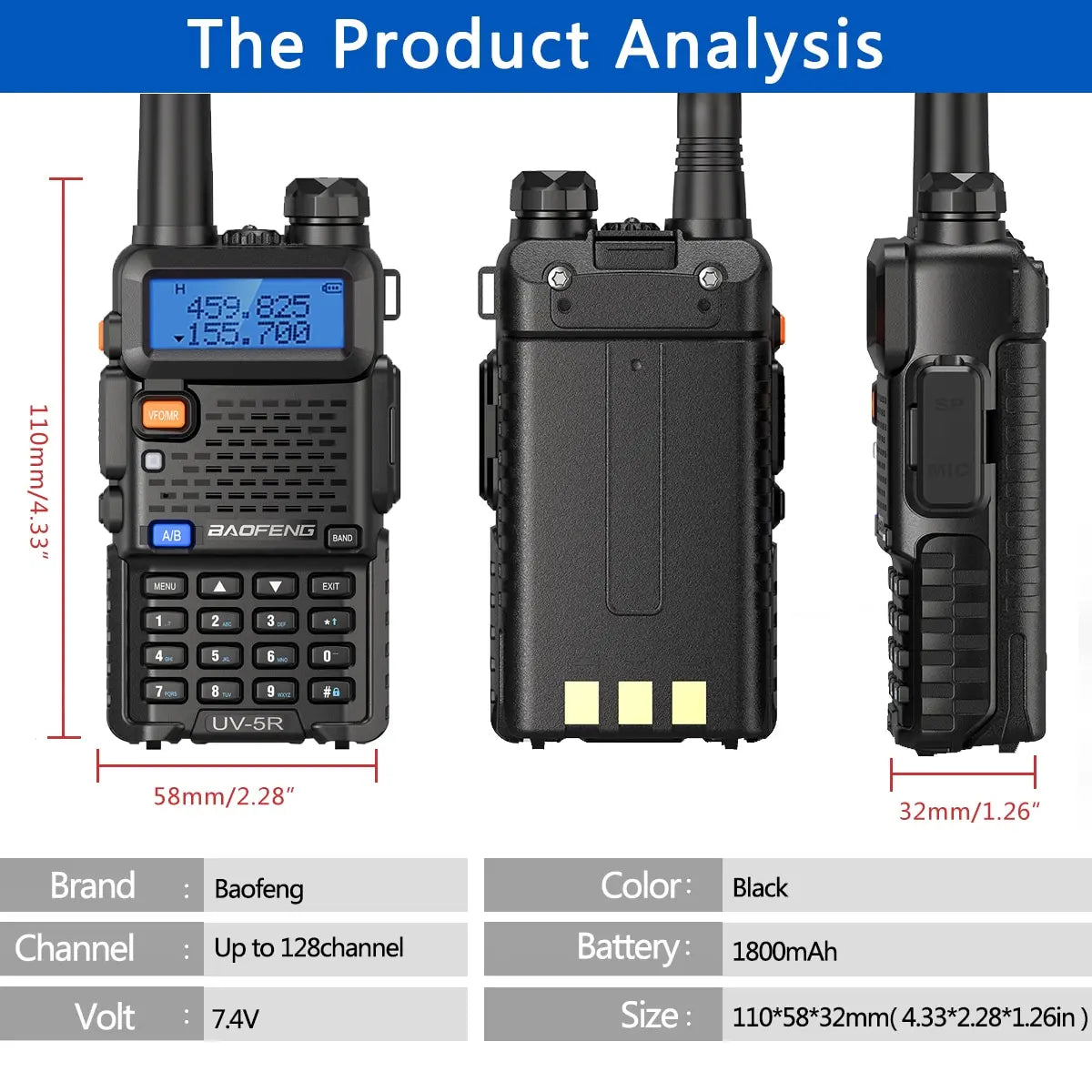 1/2PCS Baofeng UV 5R 5W 8W Walkie Talkie Portable Ham CB Radio Dual Band VHF UHF FM Transceiver Two Way Radio UV82 S9 K5 Plus