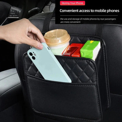 Multifunctional Car Seat Storage Bag Leather Auto Organizer Garbage Bag Universal Fit For Most Car Models