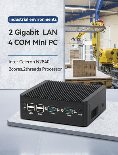 Helorpc Industrial Mini PC N2840/J2900 Support WIN10 LINUX with 2xGigabit LAN 5xUSB2.0 1xUSB3.0 4xDB9 COM 1xHDMI 1xVGA Computer