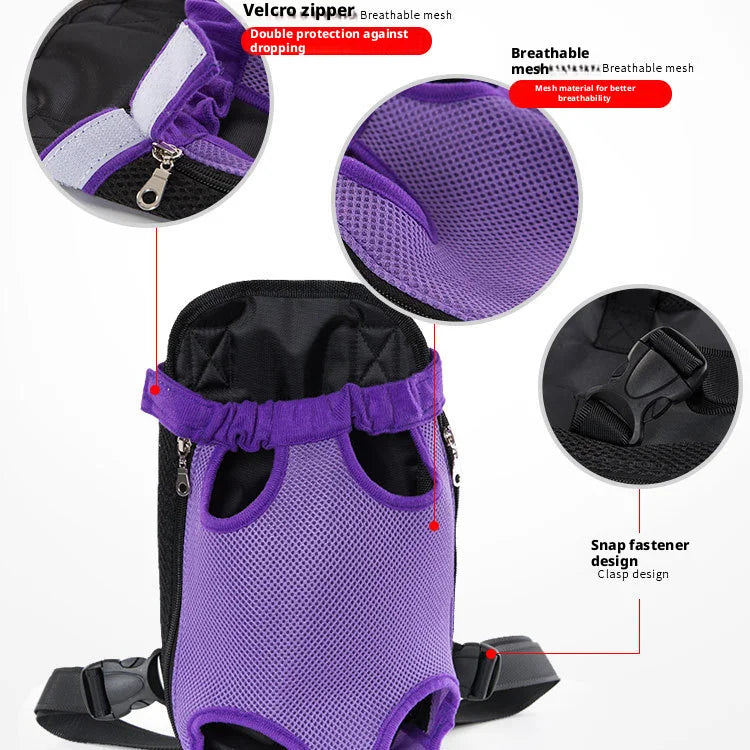 Breathable Pet Dog Cat Chest Carrier Backpack Hands-free Outdoor Travel Bag for Small Pets