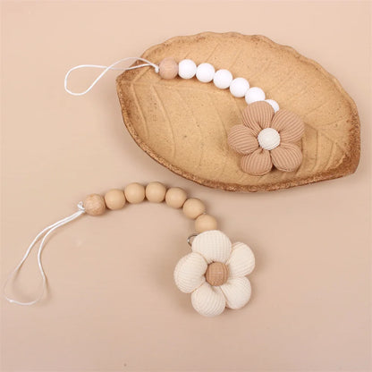 Cartoon Bunny Pacifier Chain Clip Wood Crochet Bear Teething Chain Baby Teether Soother Holder Newborn Chew Toys Pacifier Clips